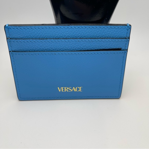 Versace Mini Medusa Blue Grainy Leather Slim Card Case - NWOT - Picture 3 of 6